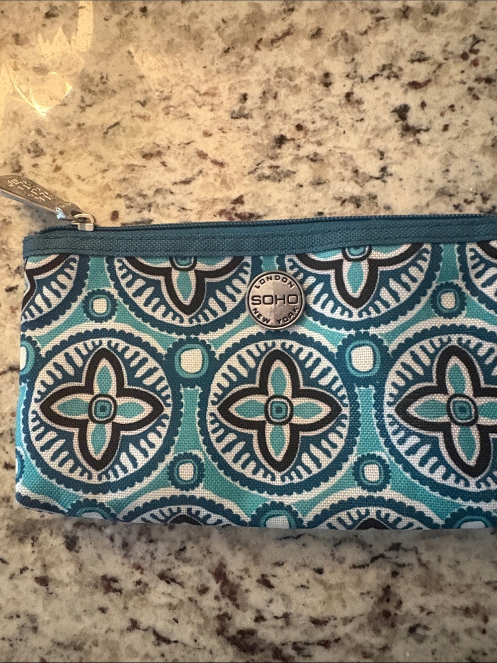 SOHO Women's Turquoise Patterned Makeup Pouch